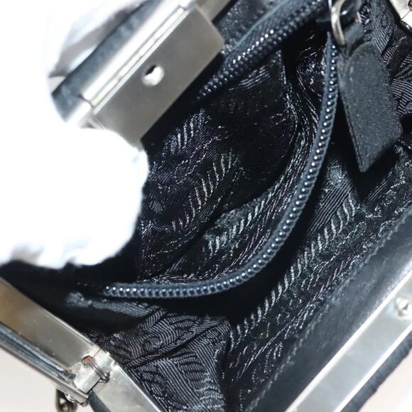 PRADA Shoulder Bag Nylon Leather Black Silver Auth 137290 - Picture 13 of 16